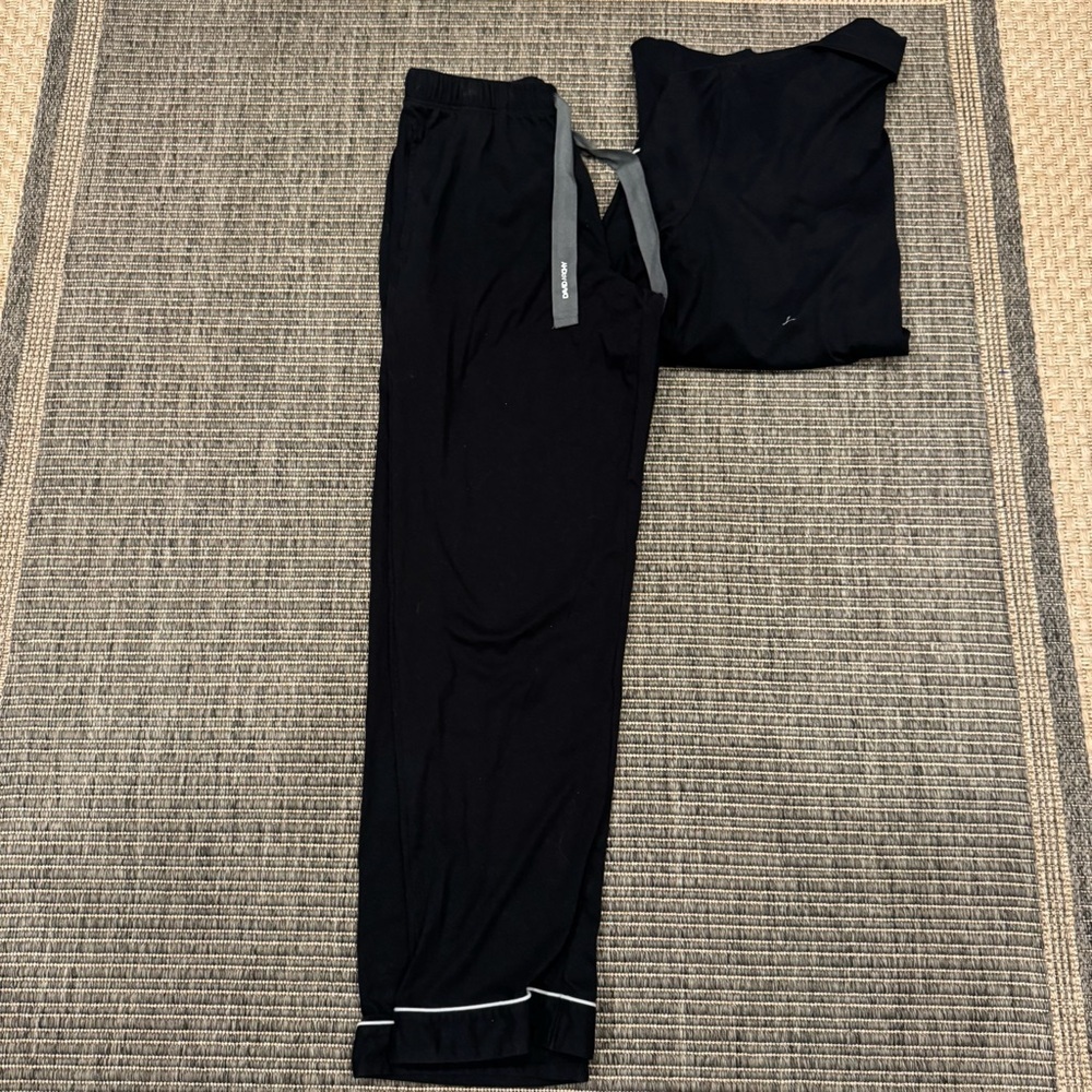 David Archy Men's Black Pajama Set with White Trim - Picture 2 of 4